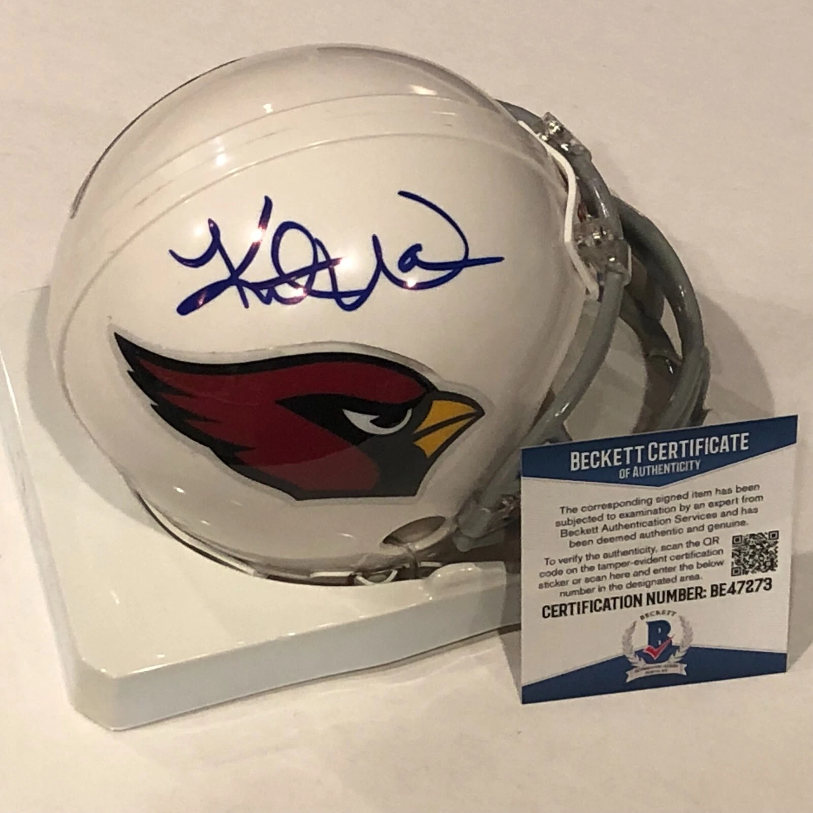 KURT WARNER Signed Arizona CARDINALS Mini-helmet Beckett Authenticated (BAS)