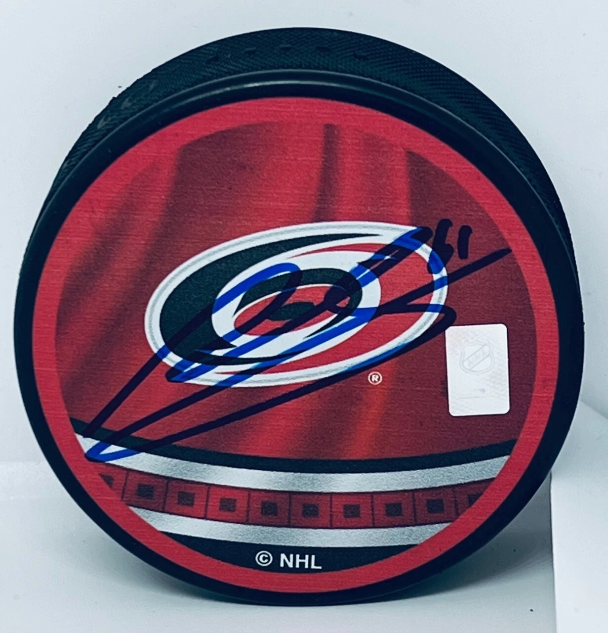 Ryan Suzuki signed Carolina Hurricanes Reverse Retro Puck autographed Canes