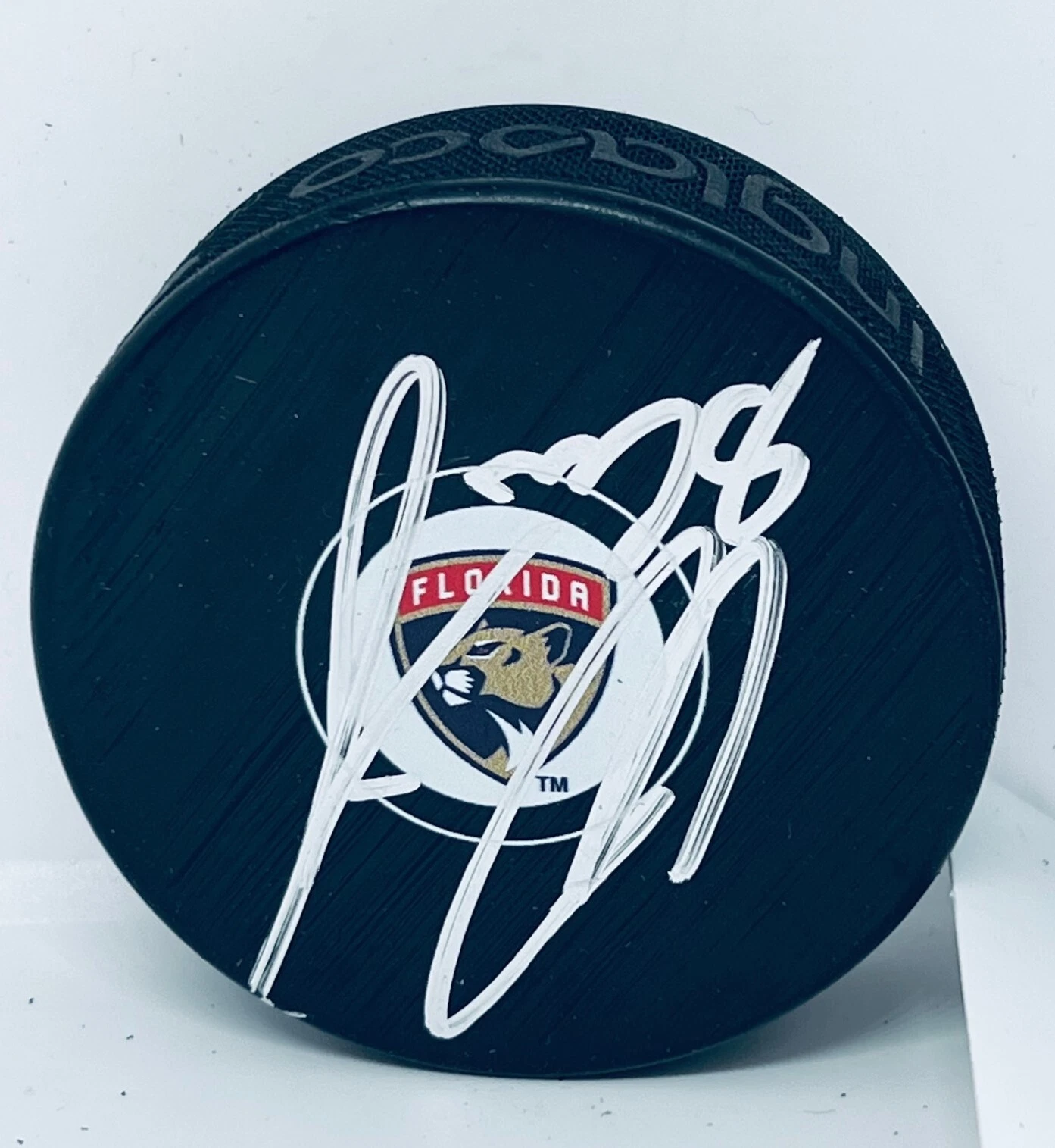 Josh Mahura signed Florida Panthers Puck autographed