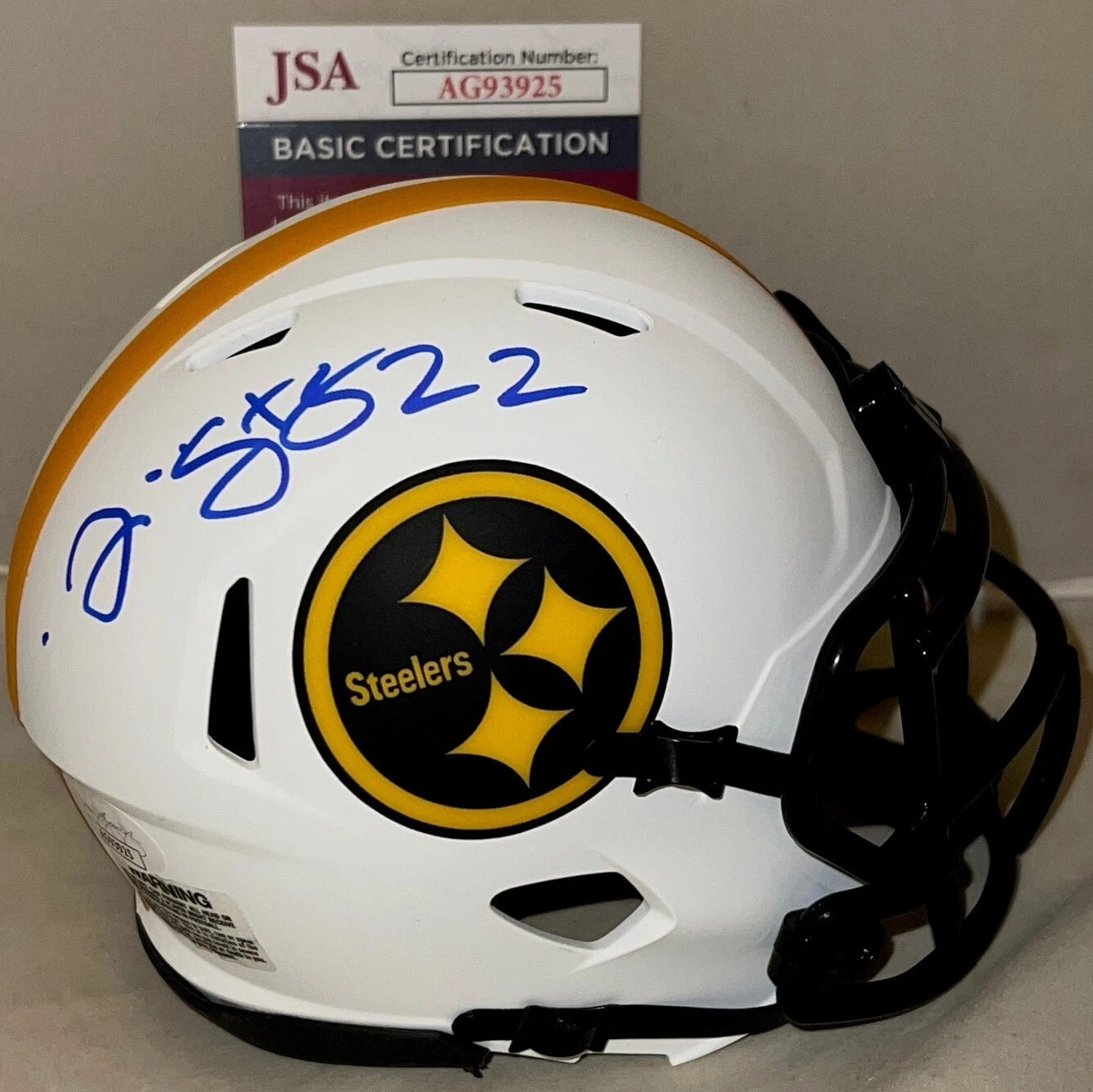 Duce Staley signed Pittsburgh Steelers Lunar Eclipse mini helmet Proof JSA