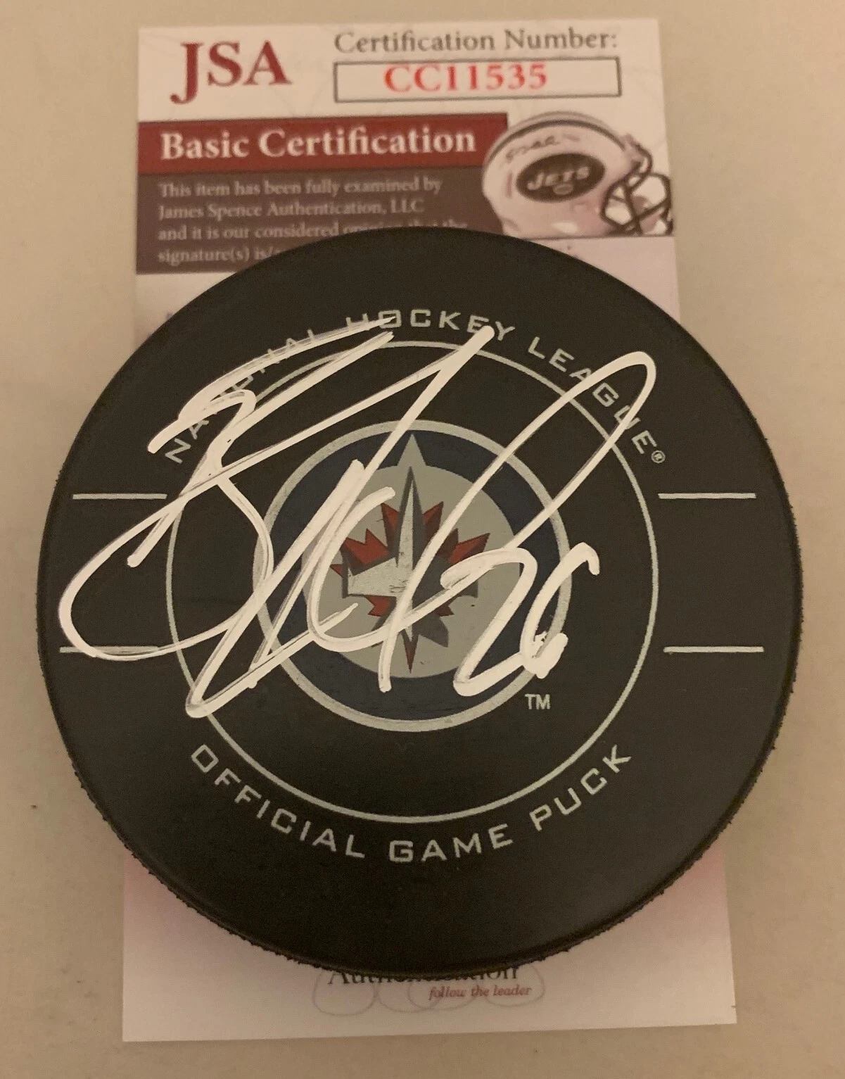 Blake Wheeler signed Winnipeg Jets Official Game Puck autographed JSA