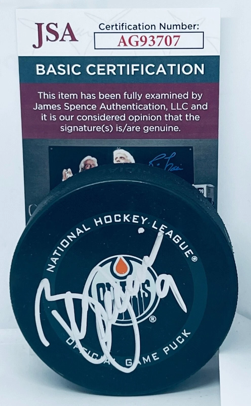 Bill Guerin signed Edmonton Oilers Official Game Puck autographed JSA