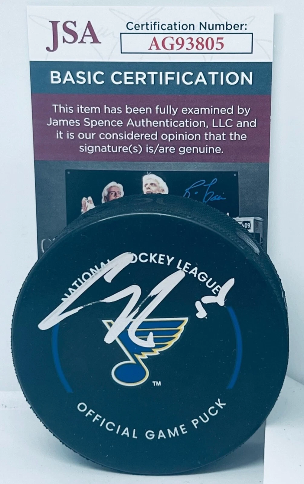 Colton Parayko signed St. Louis Blues Official Game Puck autographed JSA