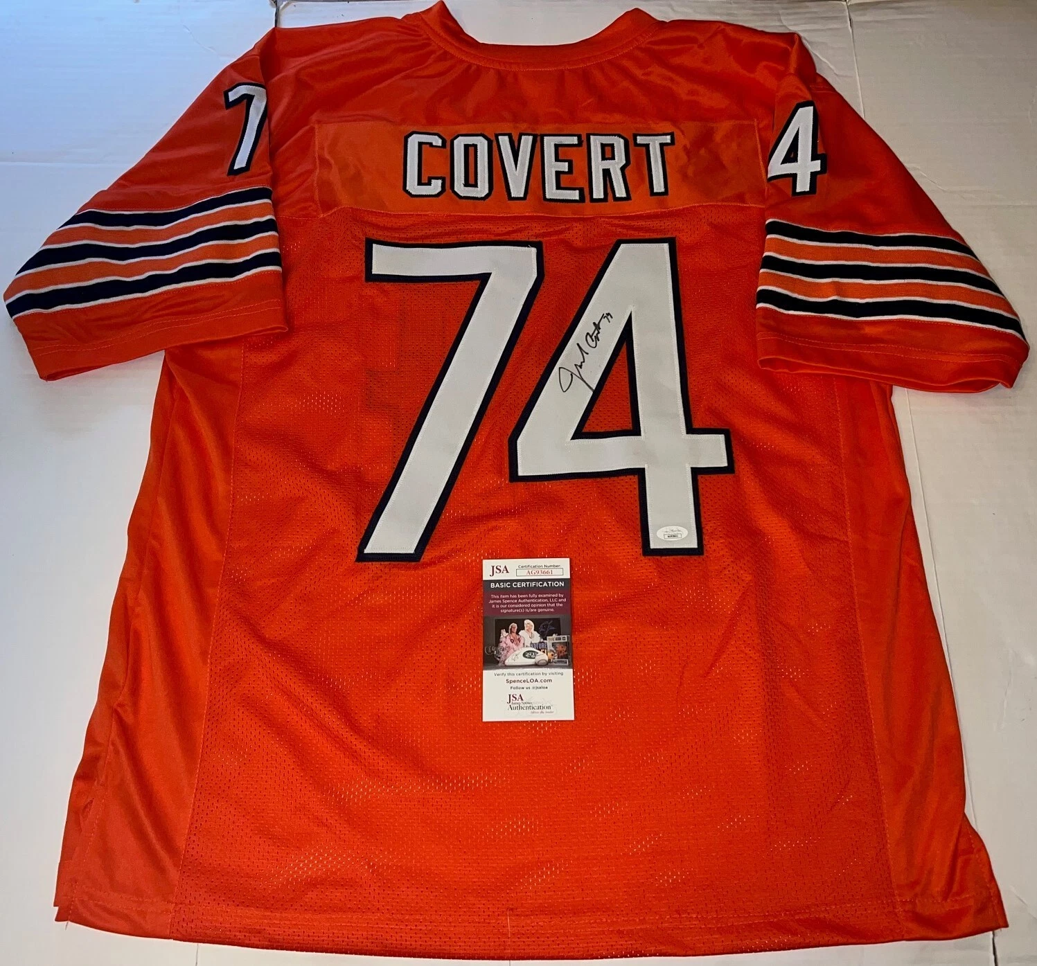 Jim Jimbo Covert Chicago Bears signed Custom jersey autographed JSA