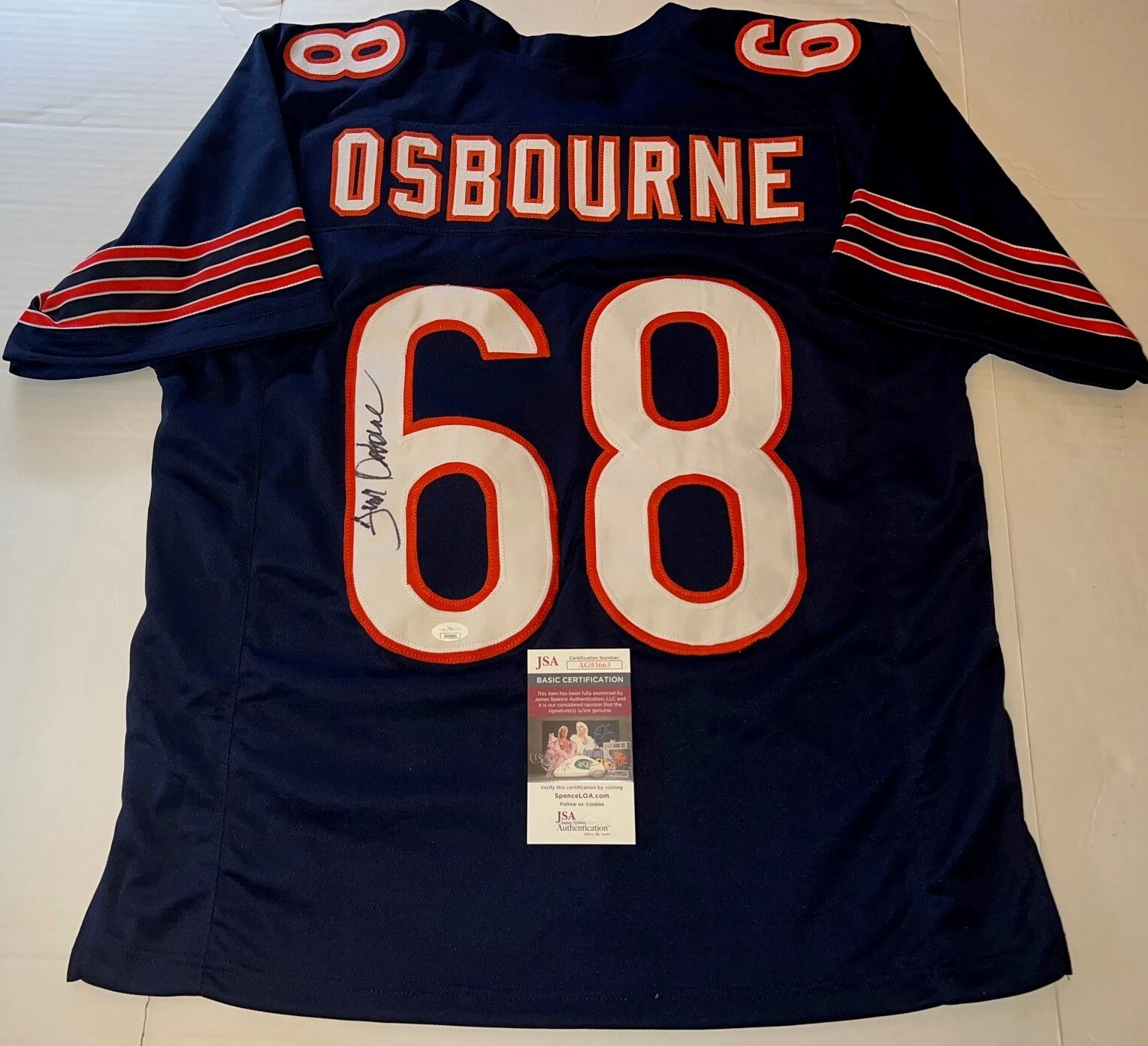 Jim Osborne Chicago Bears signed Custom jersey autographed JSA