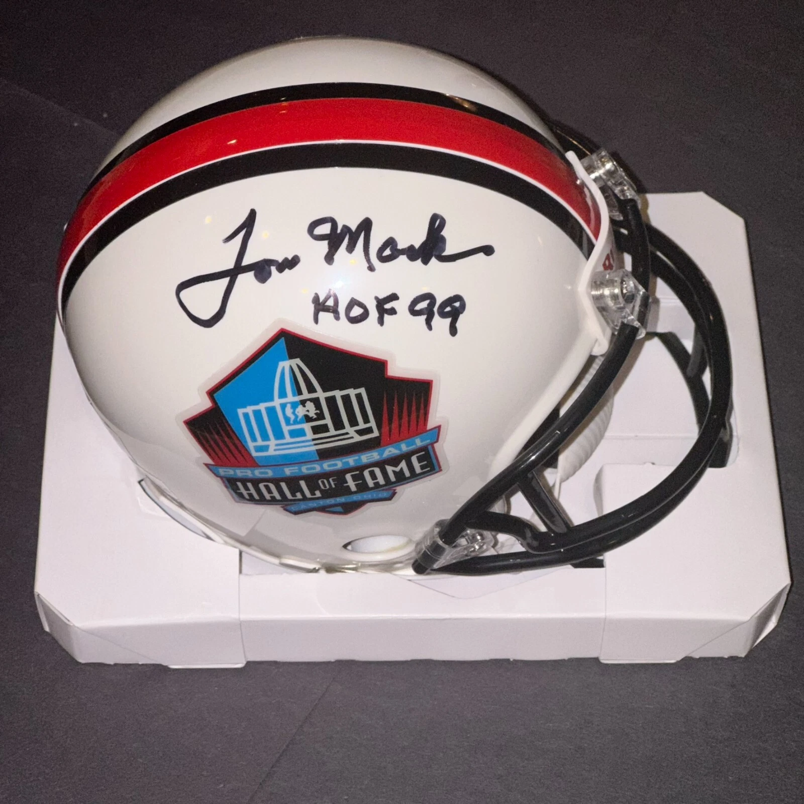 TOM MACK Signed HALL OF FAME VSR4 Mini-helmet Beckett (BAS) w/ HOF Insc