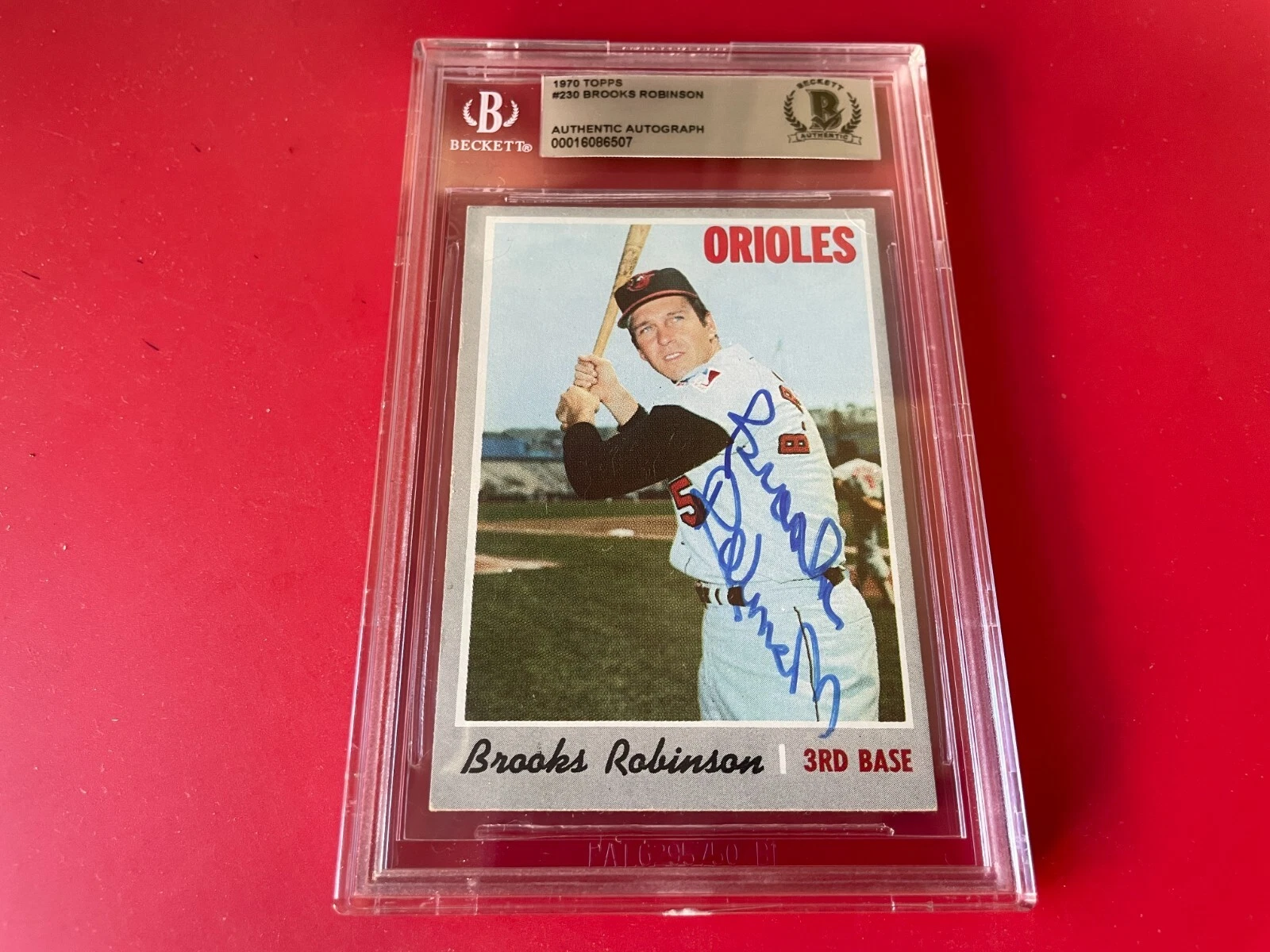 Brooks Robinson HOF Orioles 1972 Topps Card Signed Auto Beckett BAS Slabbed
