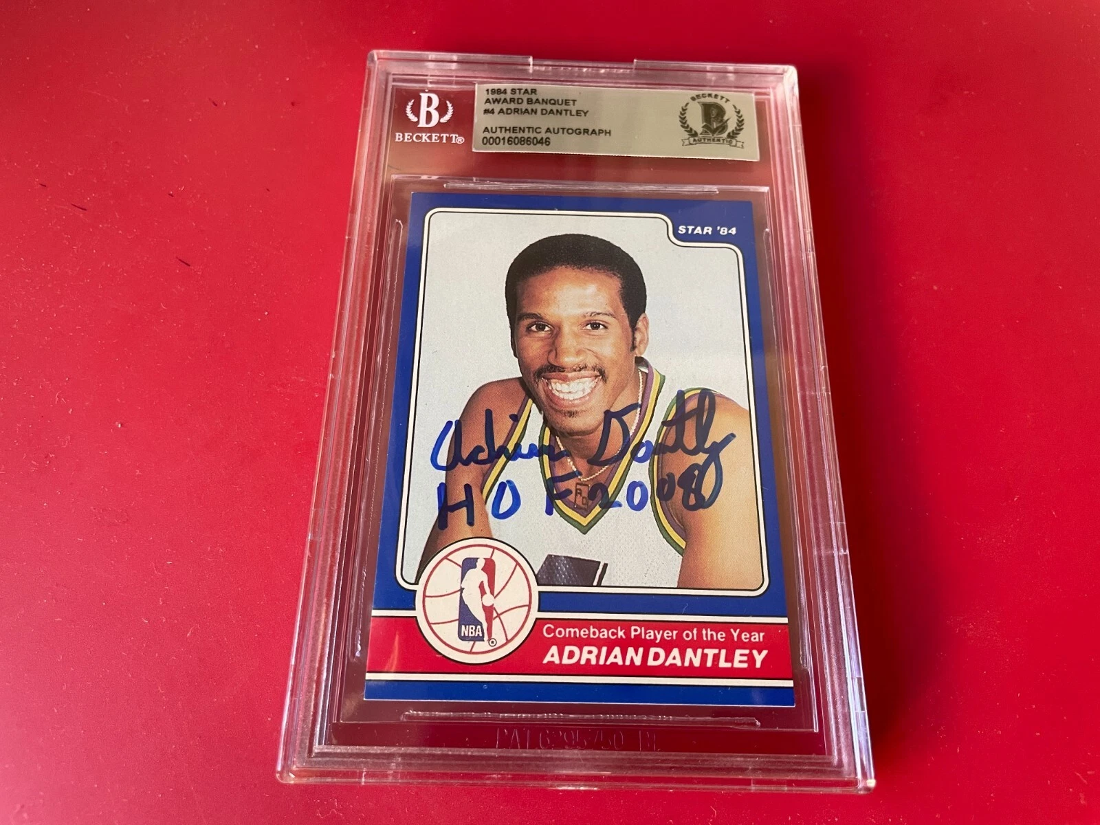 Adrian Dantley Pistons 1984 Star Award Banquet Card Signed Auto BAS Slabbed
