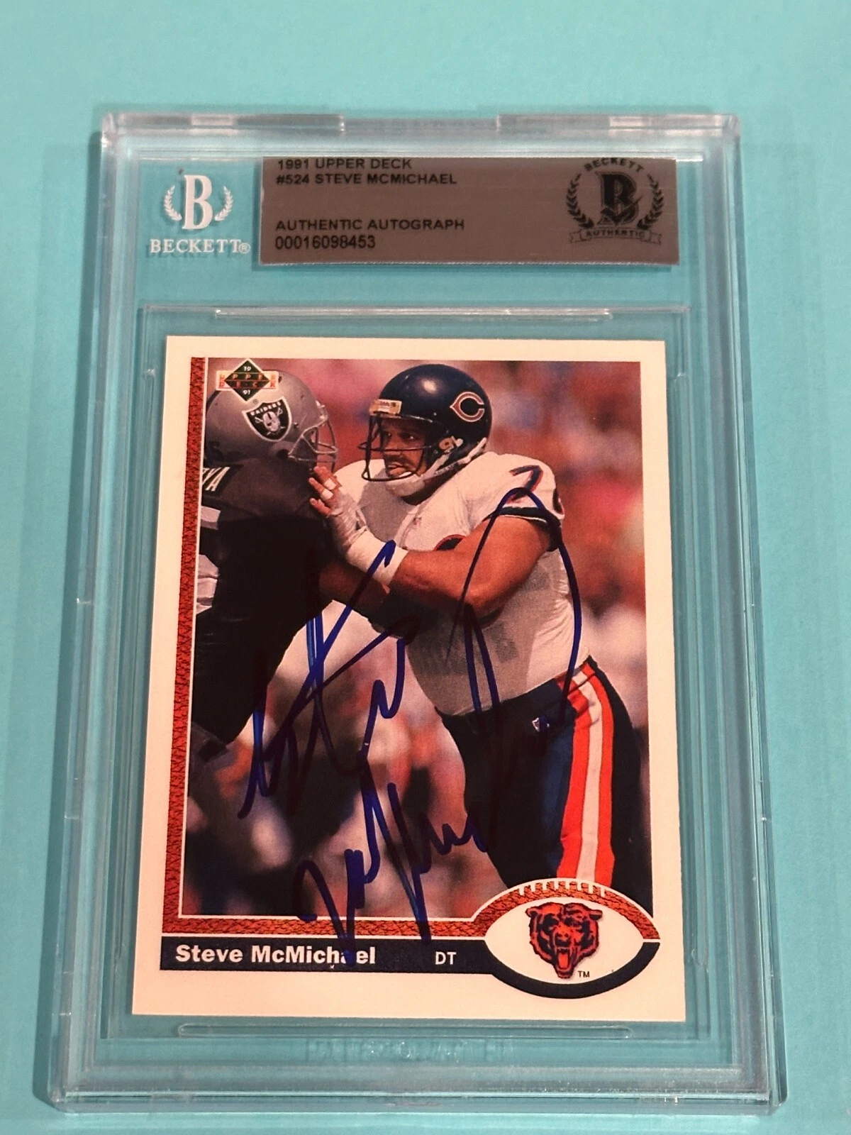STEVE McMICHAEL Signed 1991 UPPER DECK Card #524 Beckett BAS