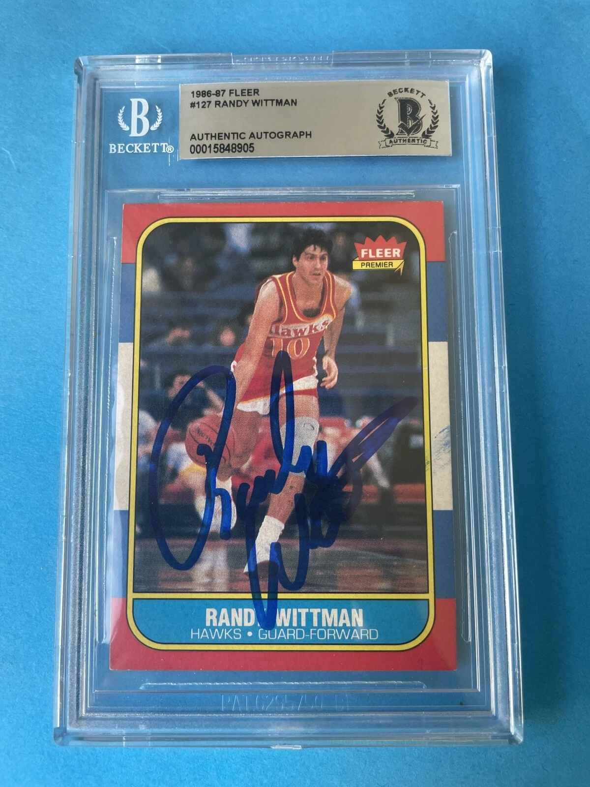 Randy Wittman Hawks 1986 NBA Fleer Card Signed Auto Beckett BAS Slabbed