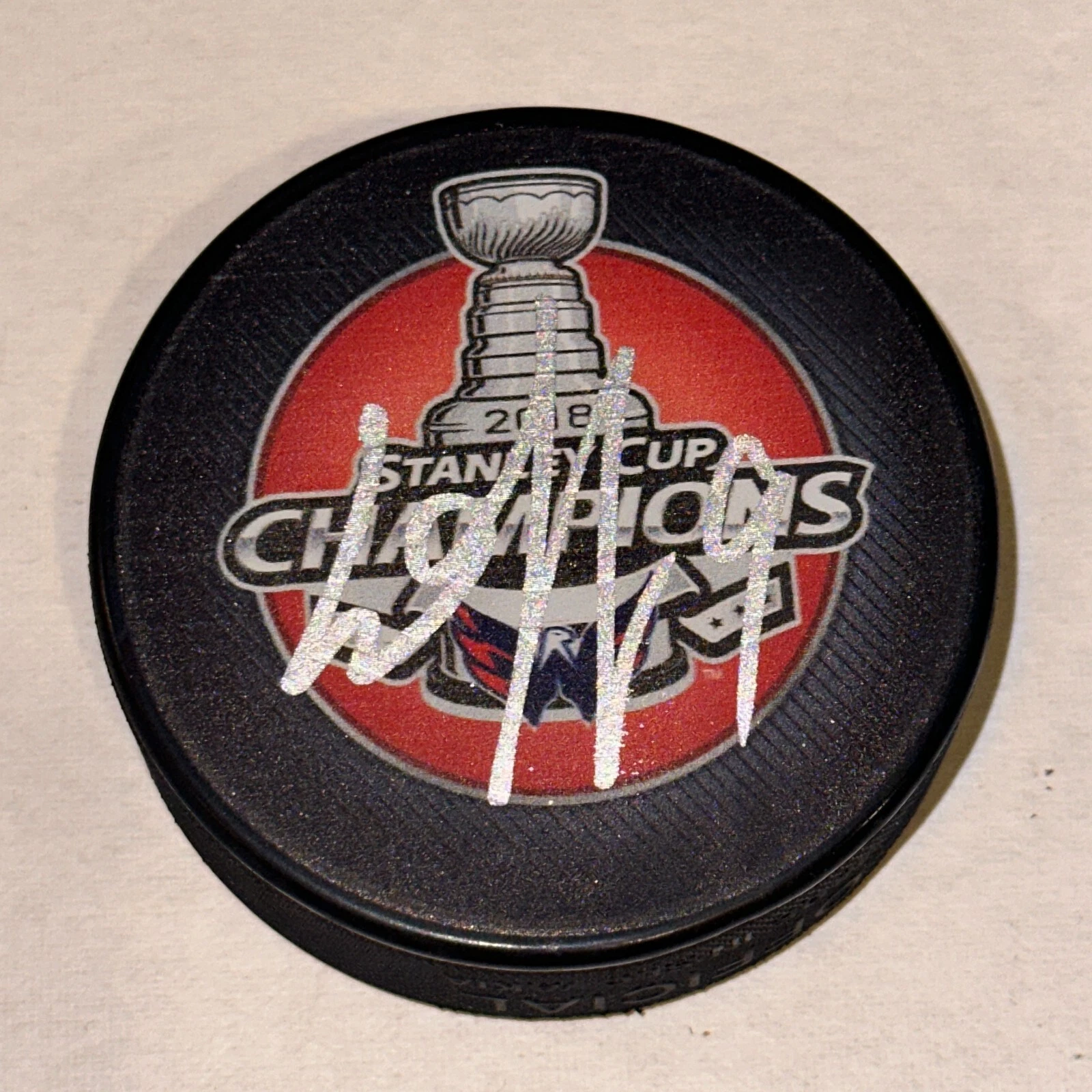 DMITRY ORLOV Signed 2018 STANLEY CUP CHAMPS Puck Beckett Auth BAS