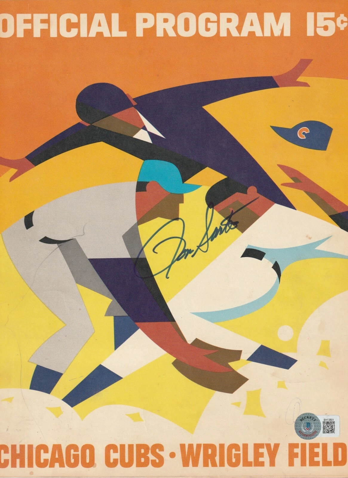 RON SANTO Signed 5/19/67 Chicago CUBS Official PROGRAM Beckett (BAS)