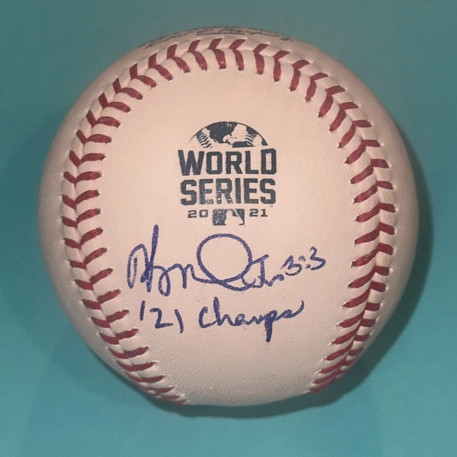 KEVIN SEITZER (Braves) Signed Official 2021 WORLD SERIES Baseball BAS w/ Insc