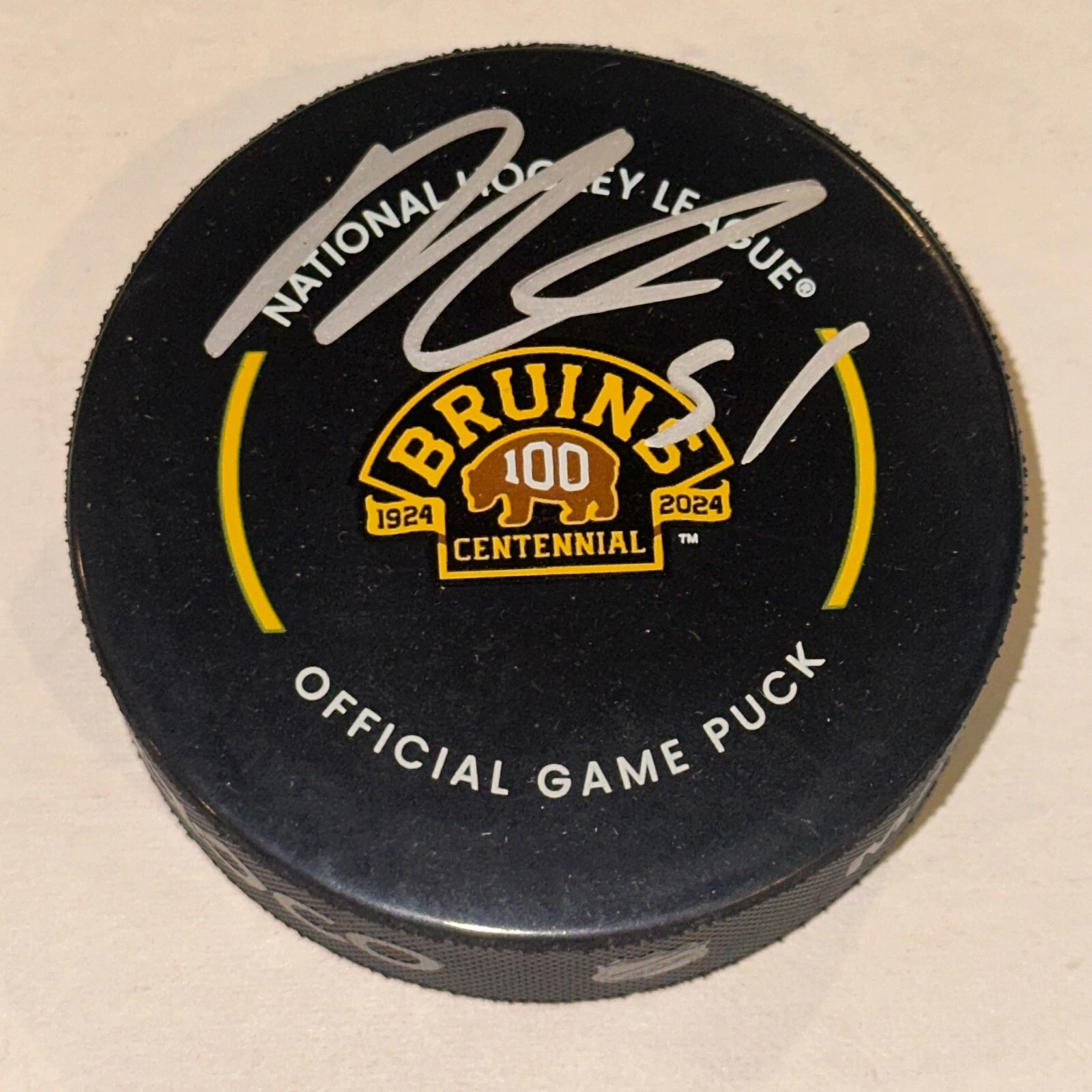 MATTHEW POITRAS Signed Official Boston BRUINS 100 Anniversary GAME Puck Beckett