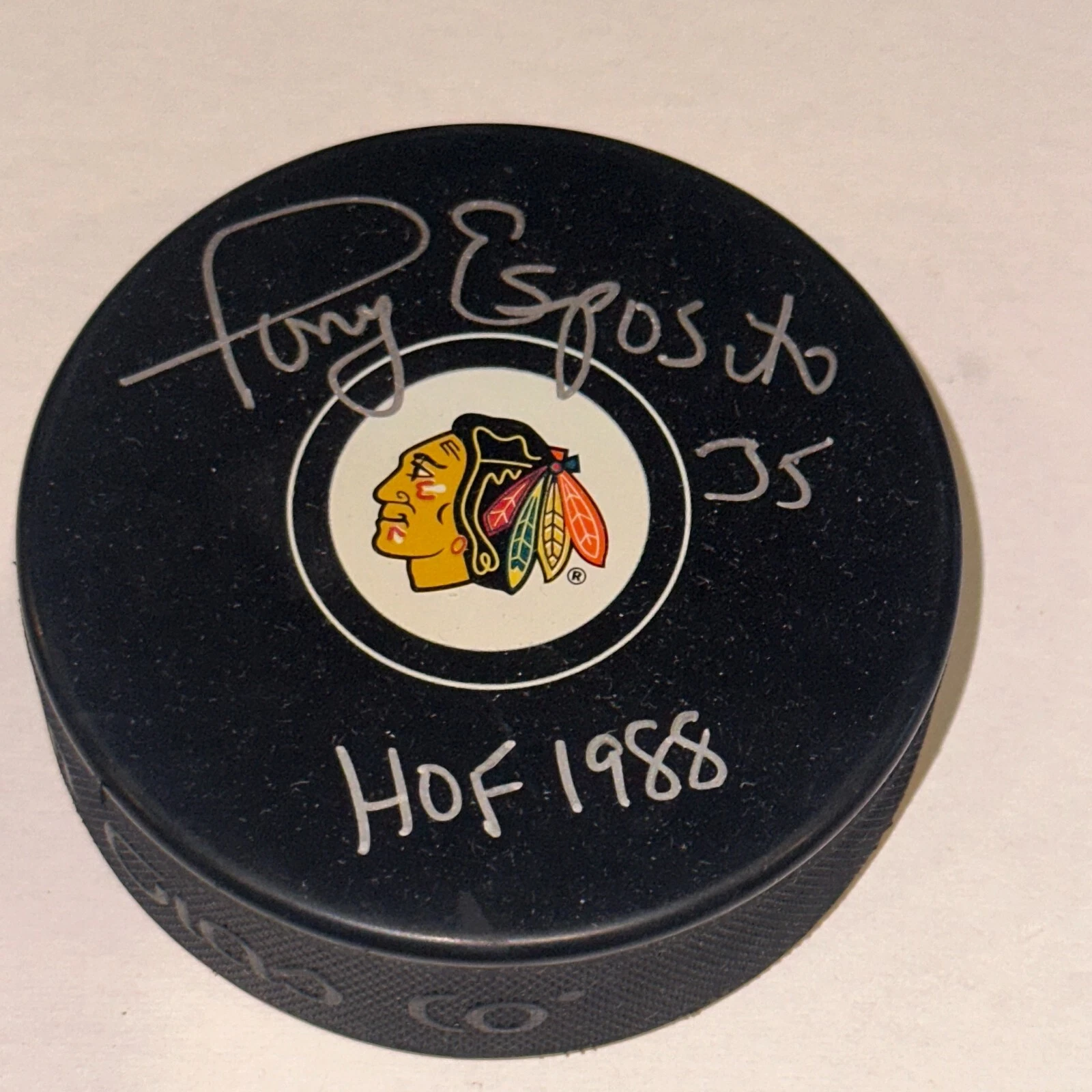 TONY ESPOSITO Signed Chicago BLACKHAWKS Puck Beckett Authenticated BAS & HOF Ins