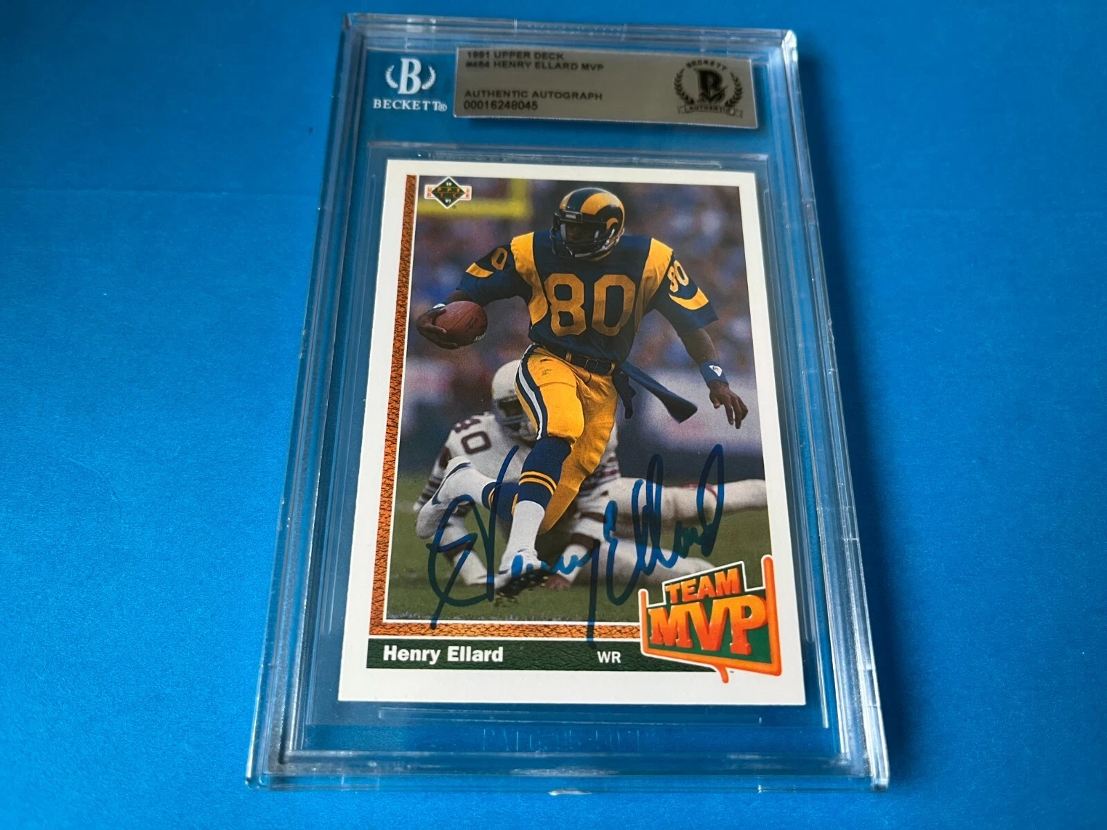 Henry Ellard Rams 1991 Upper Deck Card Signed Auto Beckett BAS Slabbed