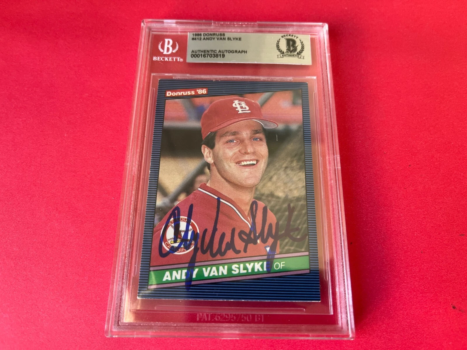 Andy Van Slyke MLB 1986 Donruss Card Signed Auto Beckett BAS COA