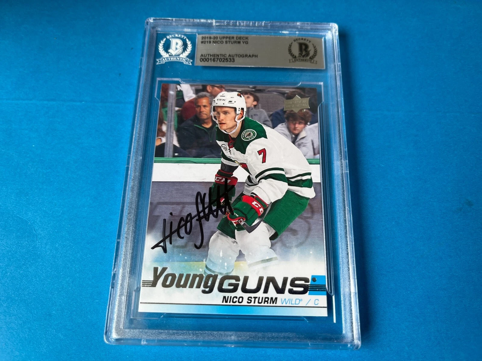Nico Strum 2019-20 UD Young Guns Rookie Card Signed Auto Beckett SLABBED BAS