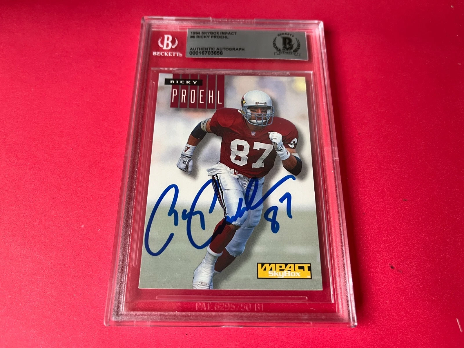 Ricky Proehl Cardinals 1994 Skybox Impact Card Signed Auto Beckett BAS Slabbed