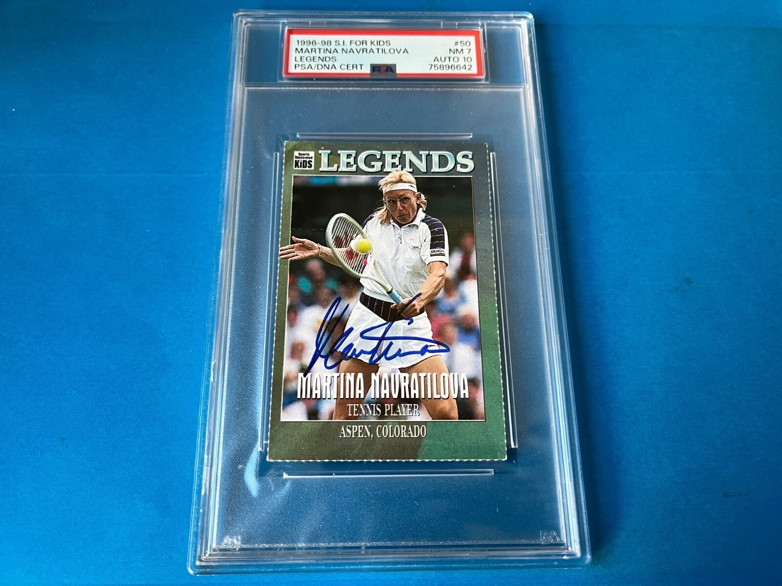 Martina Navratilova Tennis 1996 S.I. for Kids Card Signed Auto PSA/DNA