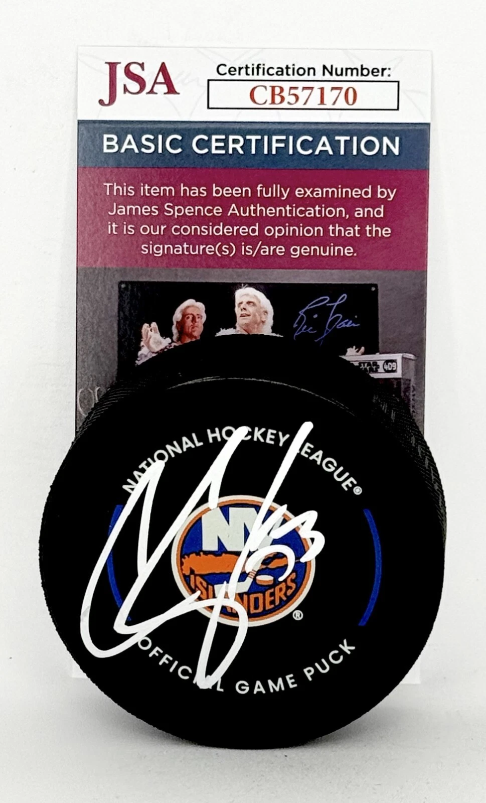 Casey Cizikas signed New York Islanders Official Game Puck autographed JSA