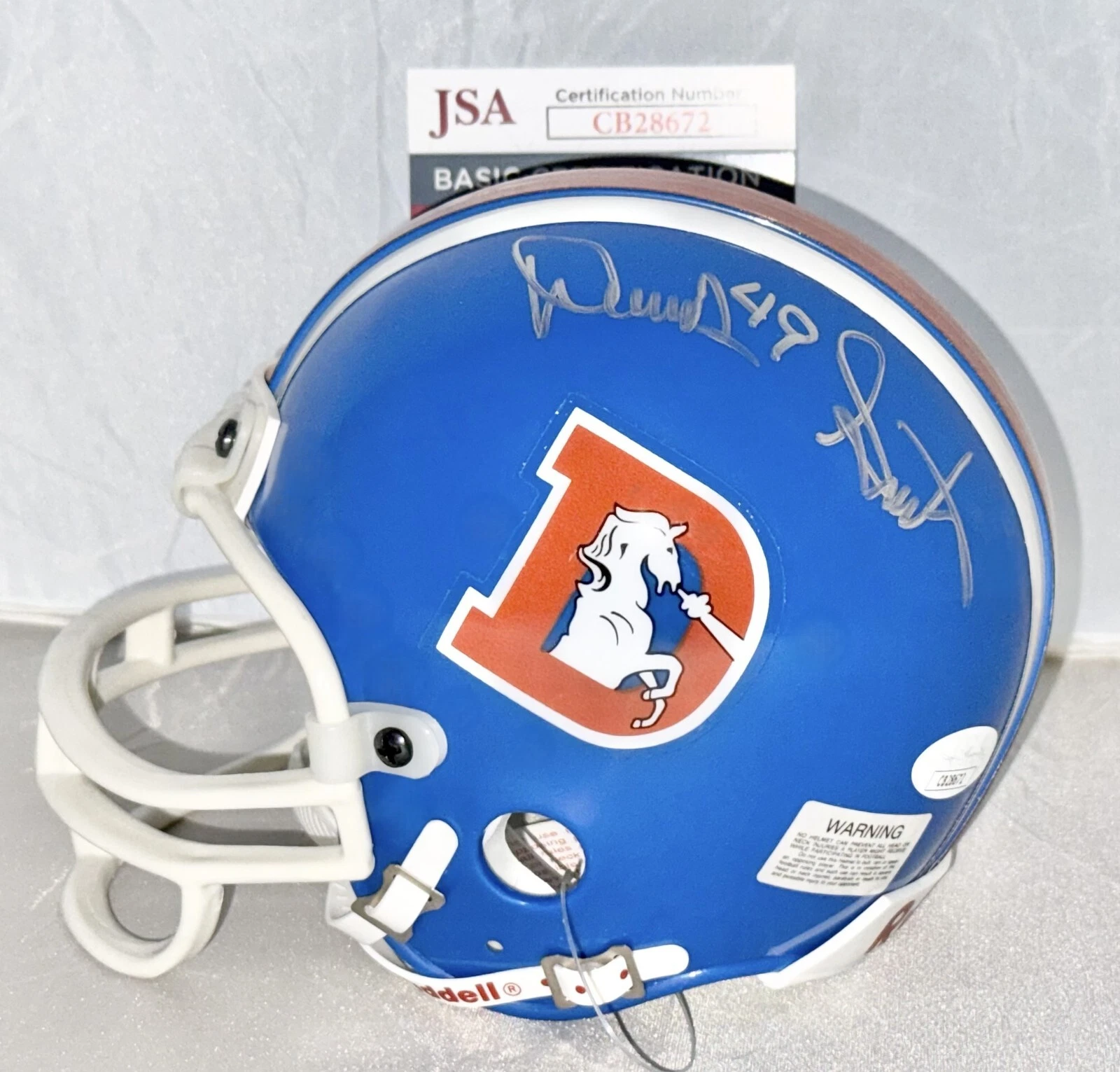 Dennis Smith signed Denver Broncos Throwback mini helmet autographed JSA