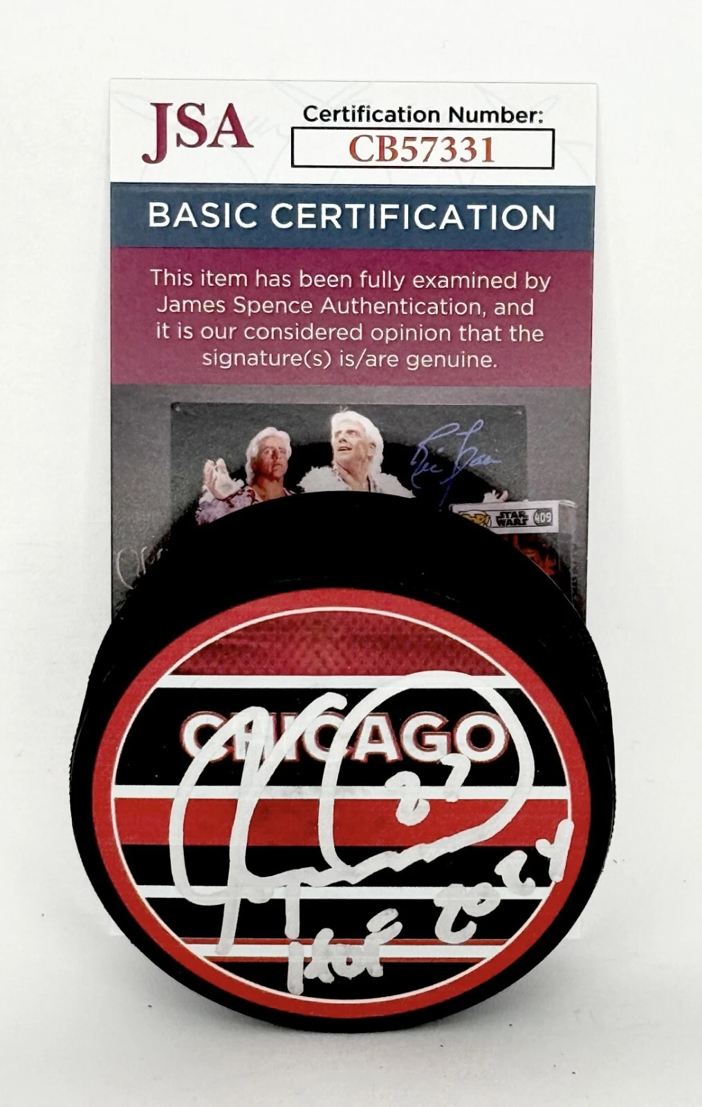 Jeremy Roenick signed Chicago Blackhawks Reverse Retro Puck W/ HOF Inscrip 1 JSA