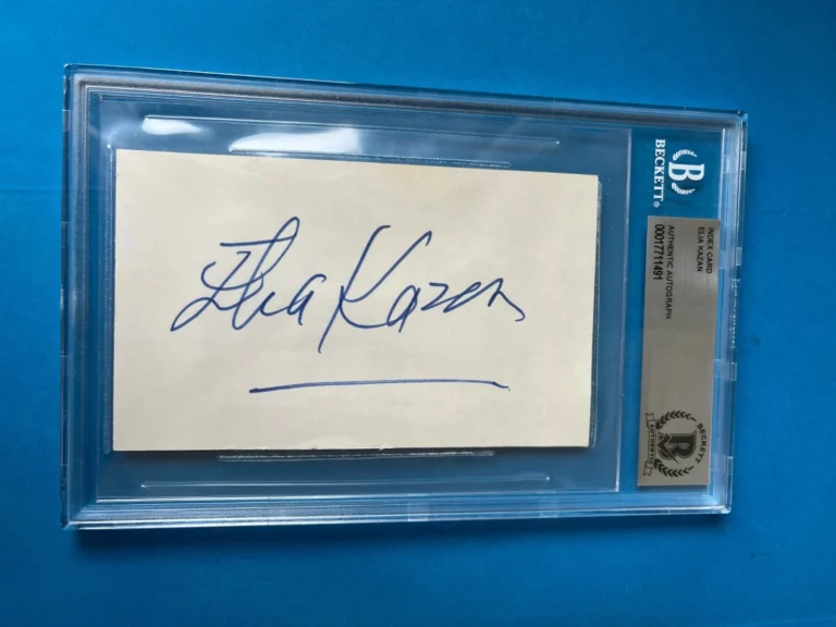 Elia Kazan Oscar Award Winner Index Card Signed Auto Beckett BAS ENCAPSULATED