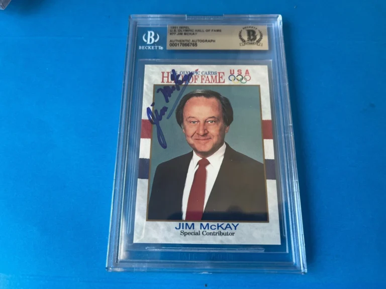 Jim McKay 1991 Impel Olympic HOF Card Signed Auto Beckett BAS Slabbed