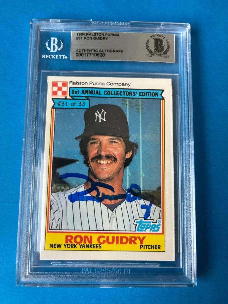 Ron Guidry Yankees 1984 Ralston Purina Topps Card Signed Auto Beckett BAS