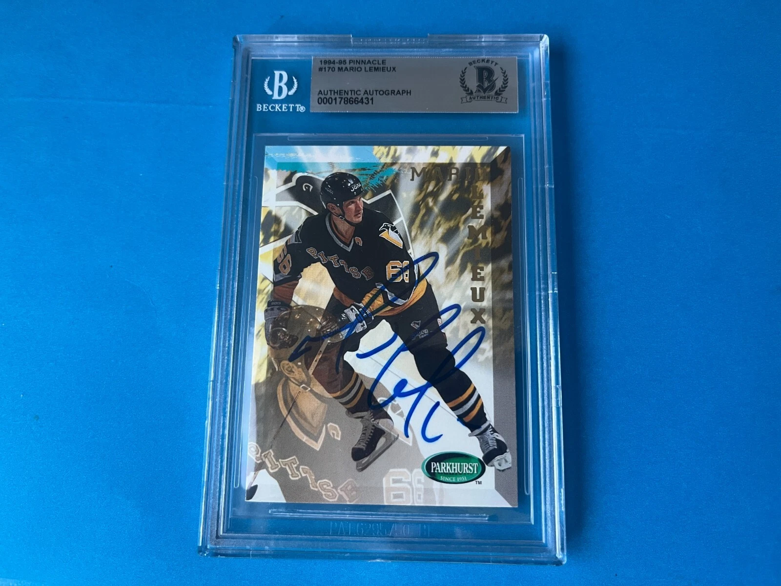 Mario Lemieux 1995-96 Parkhurst International Signed Auto Beckett SLABBED BAS