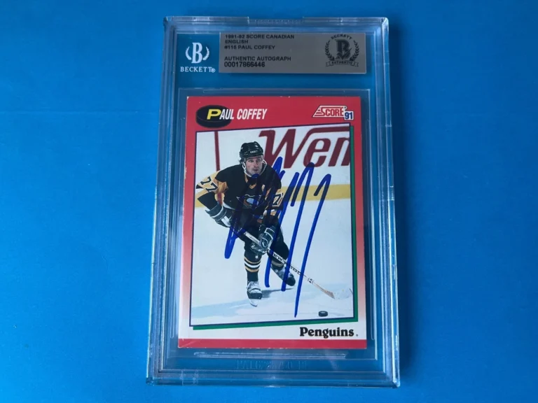 Paul Coffey Penguins HOF 1991-92 Score Hockey Signed Auto Beckett SLABBED BAS