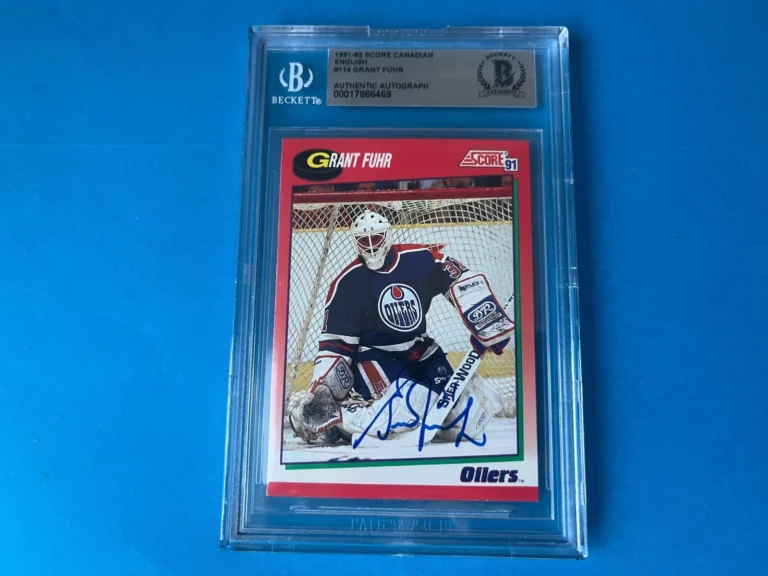 Grant Fuhr Oilers HOF 1991-92 Score Hockey Signed Auto Beckett SLABBED BAS