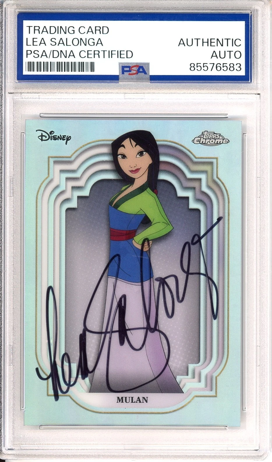 2024 TOPPS CHROME DISNEY REFRACTOR PRINCESS MULAN SIGNED LEA SALONGA PSA DNA