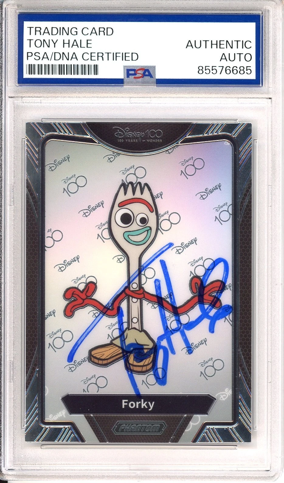 2023 KAKAWOW DISNEY 100 CHROME FORKY TOY STORY SIGNED TONY HALE PSA DNA COA