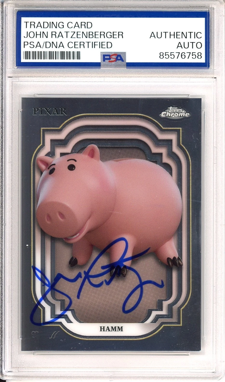 2024 TOPPS CHROME DISNEY TOY STORY HAMM SIGNED JOHN RATZENBERGER PSA DNA COA