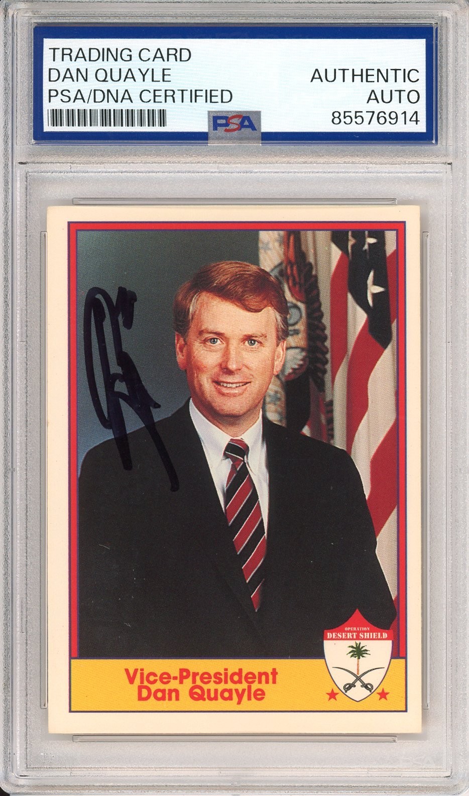 1991 Pacific Vice President Dan Quayle SIGNED AUTOGRAPH PSA DNA COA Desert Storm
