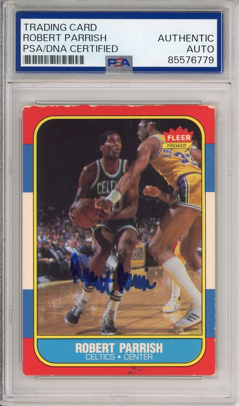 1986 86/87 FLEER ROBERT PARISH CELTICS HOF SIGNED PSA DNA CERTIFIED AUTOGRAPH