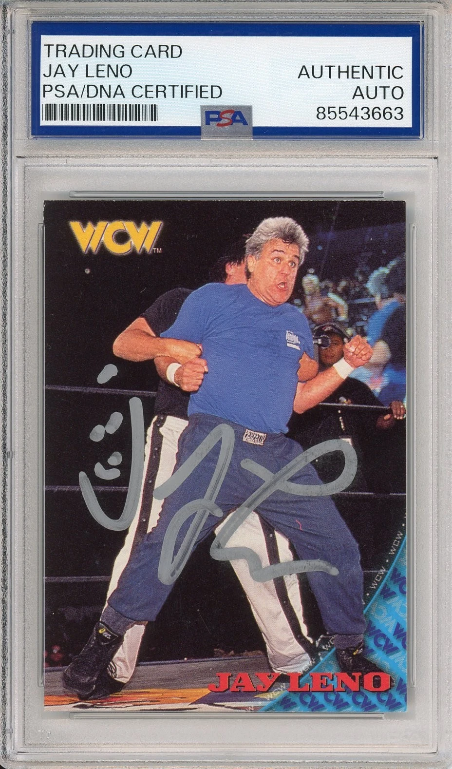 1998 Topps WCW Jay Leno Signed Card The Tonight Show Autograph PSA DNA Authentic