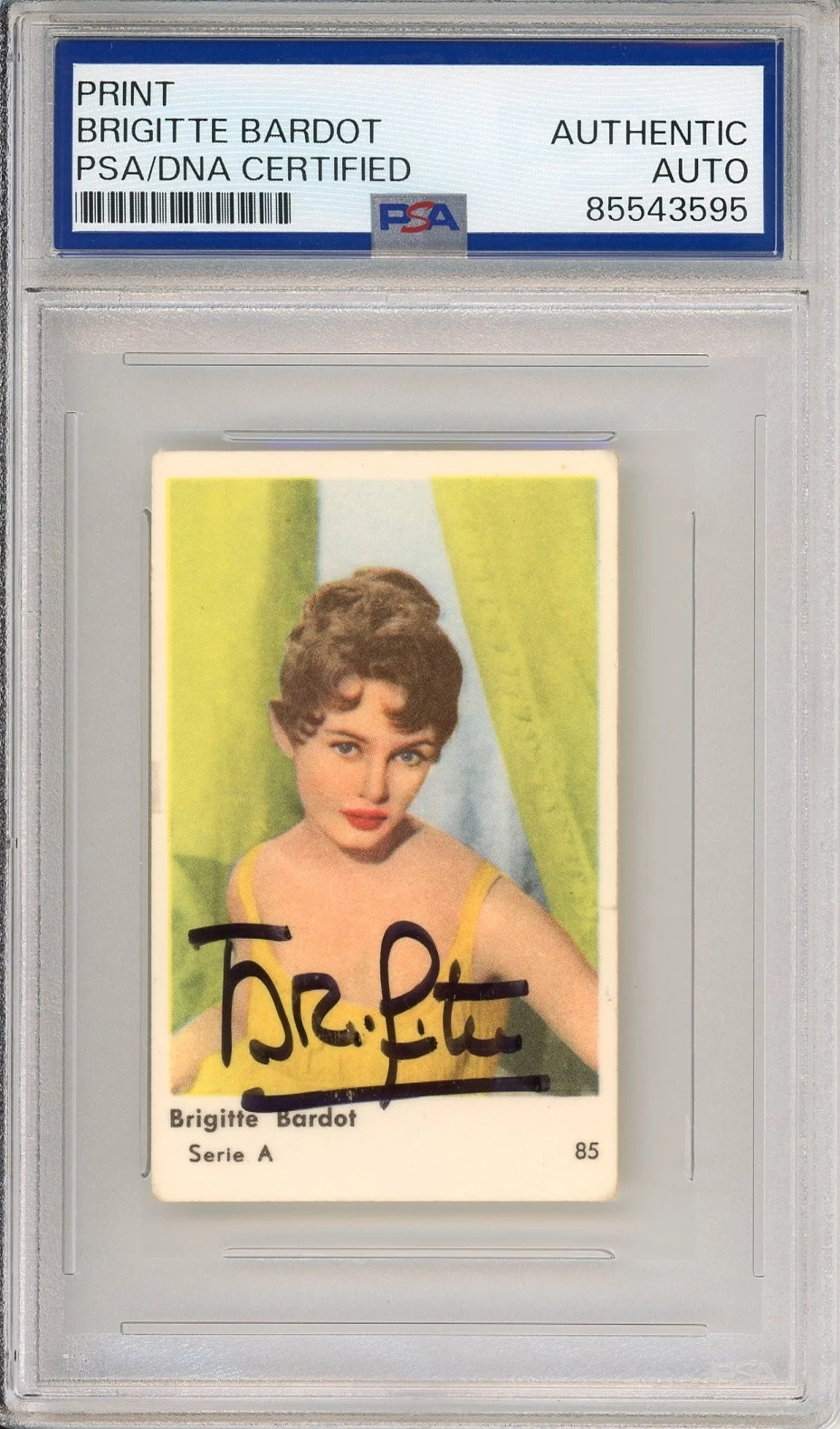 1958 Dutch Gum Serie A Brigitte Bardot Trading Card SIGNED PSA DNA COA Autograph