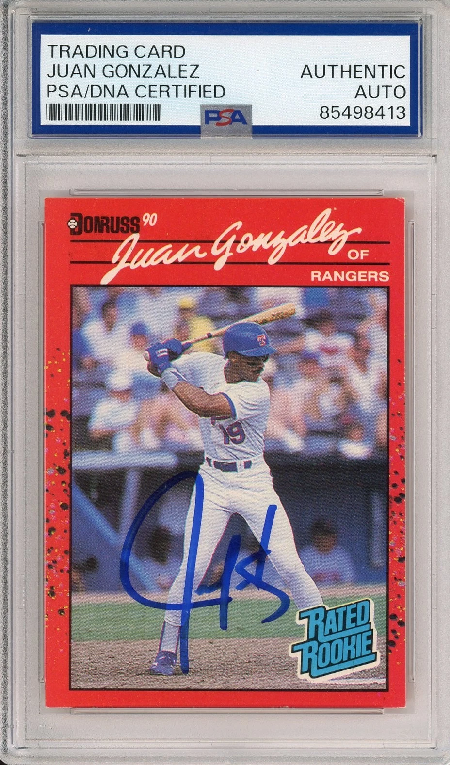 1990 Donruss Juan Gonzalez SIGNED Rookie RC Card PSA DNA COA Autographed