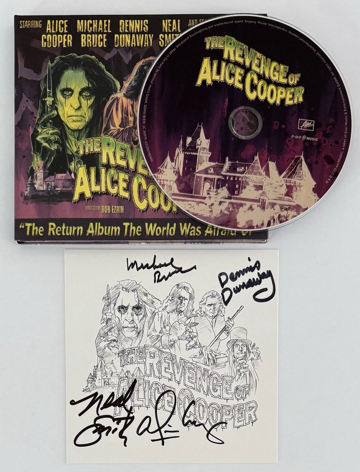 FULL BAND SIGNED AUTOGRAPH The Revenge Of Alice Cooper Card & CD BAS Beckett COA