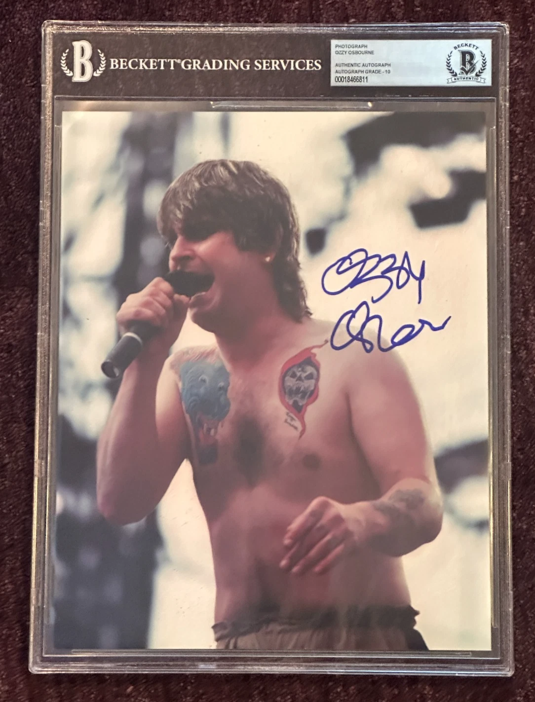 OZZY OSBOURNE Signed BLACK SABBATH 8 X 10 PHOTO Beckett Encapsulated AUTO 10