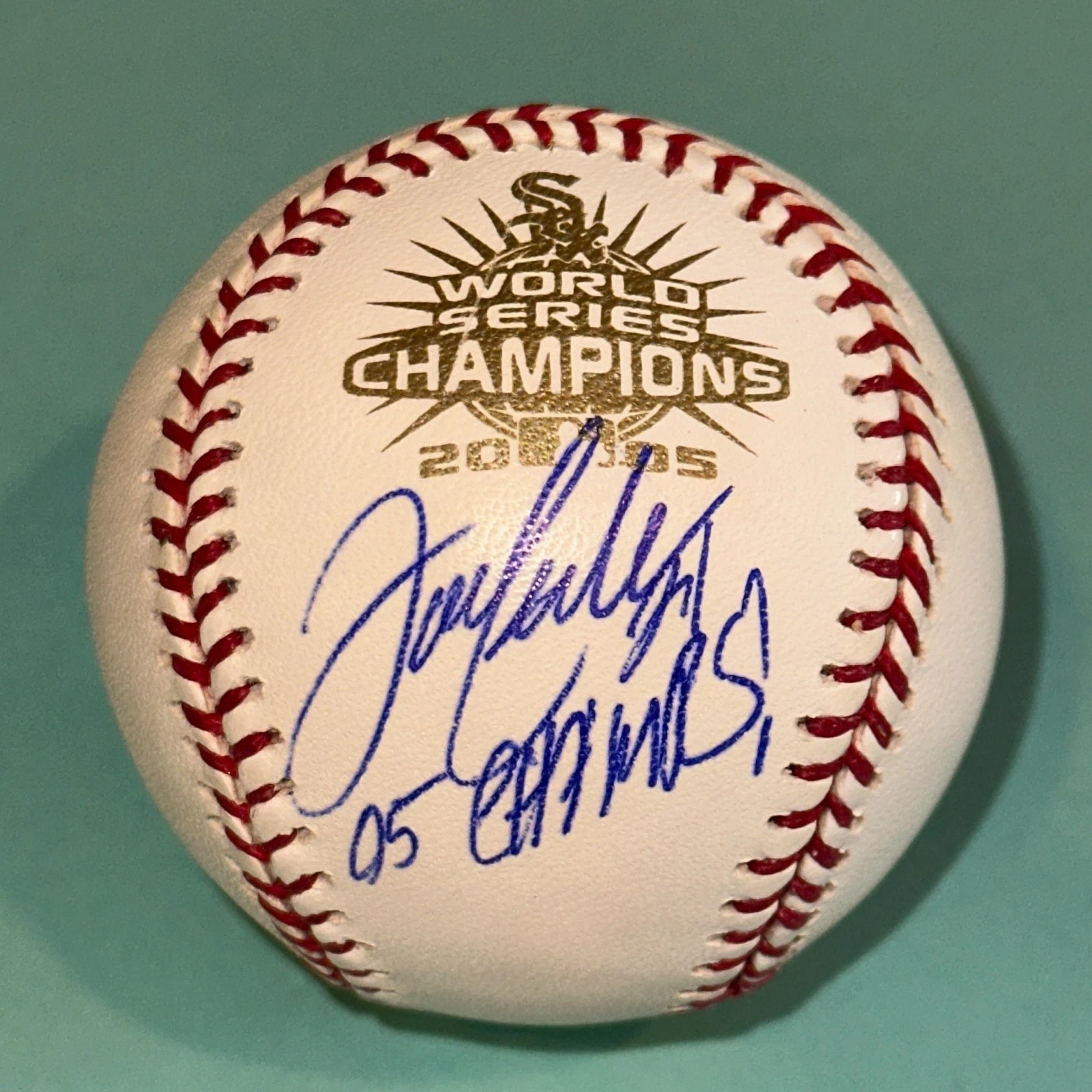 JOE CREDE (Sox) Signed Official 2005 WORLD SERIES Baseball Beckett w/ INSC
