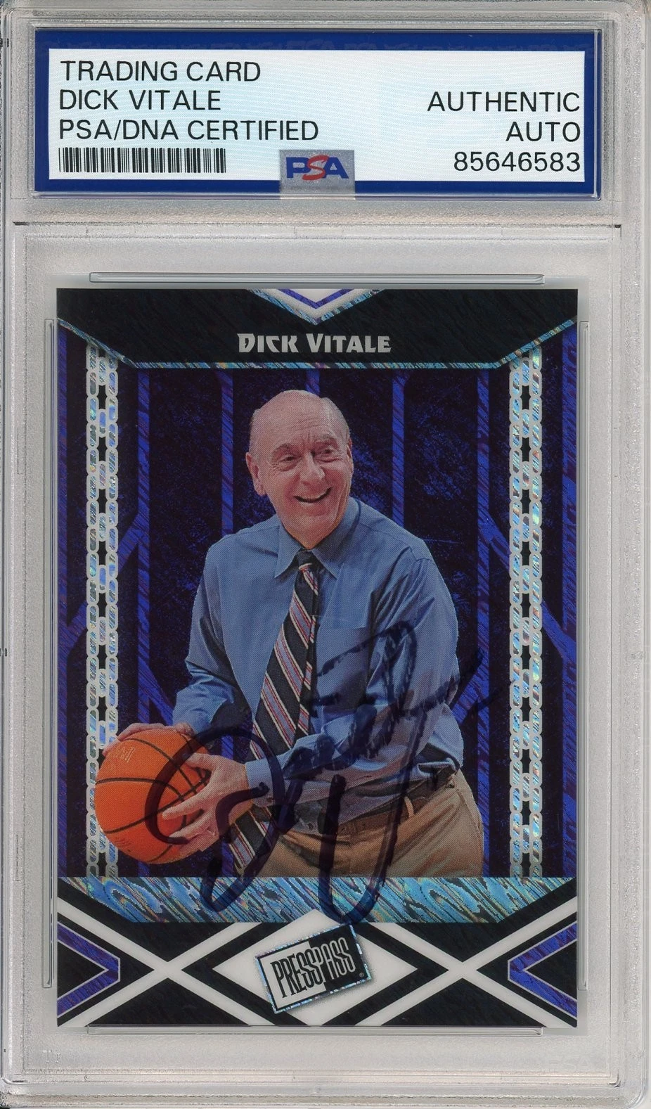 2024 LEAF PRESS PASS DICK VITALE  SIGNED 1/1 PURPLE PROOF PSA DNA COA AUTOGRAPH