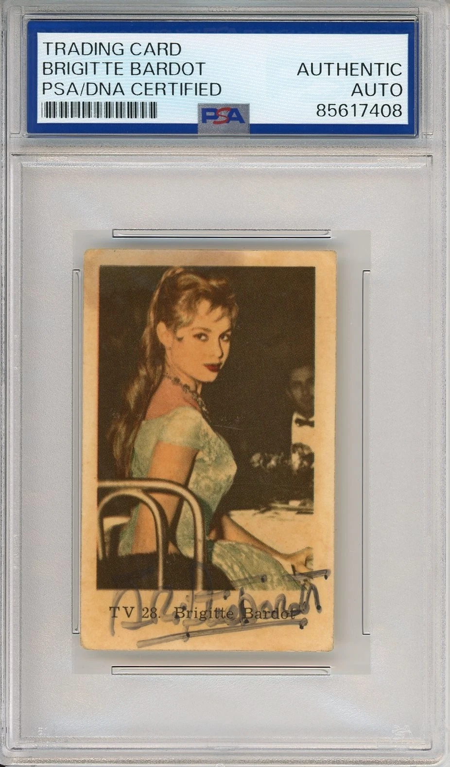 1959 DUTCH TELEVISION STARS BRIGITTE BARDOT CARD SIGNED PSA DNA COA AUTOGRAPH COLLECTIBLE MEMORABILIA
