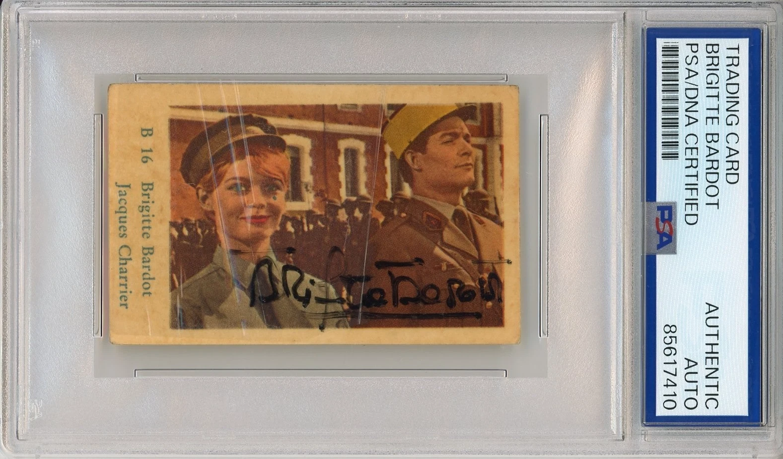 1959 DUTCH FILM STARS B-SERIES BRIGITTE BARDOT CARD SIGNED PSA DNA COA AUTOGRAPH COLLECTIBLE MEMORABILIA