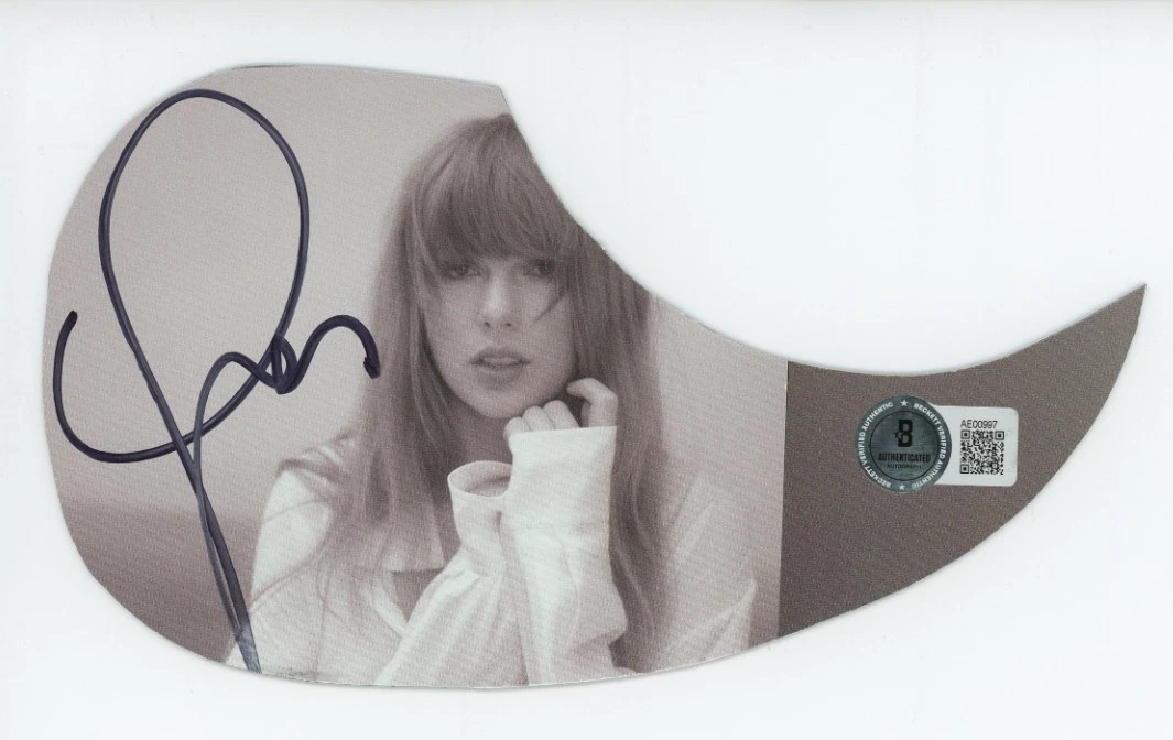 SIGNED TAYLOR SWIFT GUITAR PICKGUARD BECKETT BAS COA ACOUSTIC ADHESIVE SWIFTIE