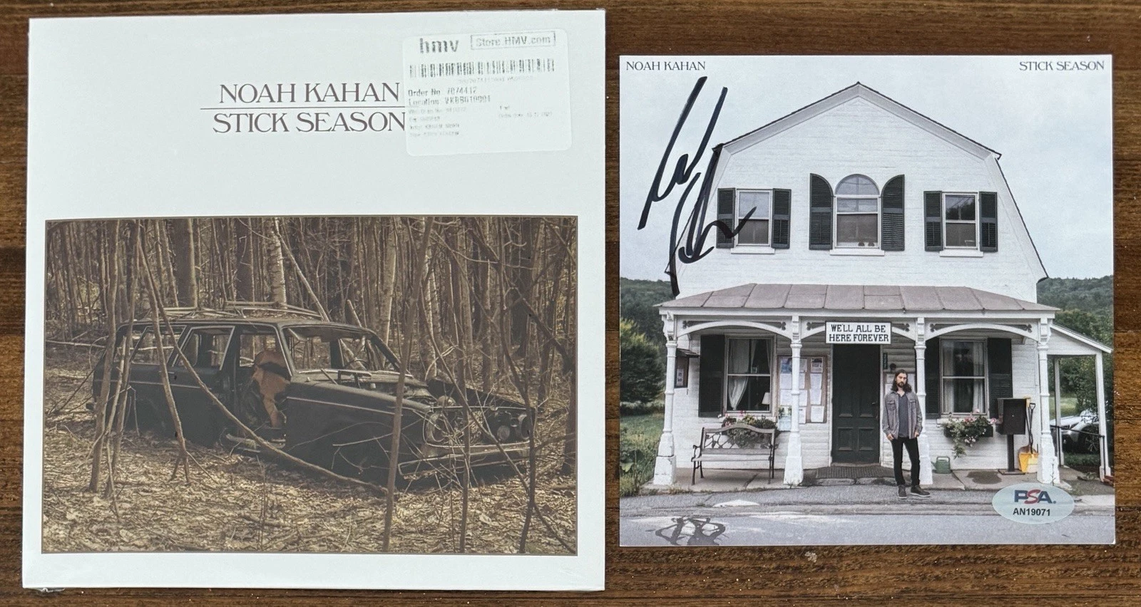 Noah Kahan Stick Season 7” Clear Vinyl & SIGNED Art Card Picture PSA DNA COA