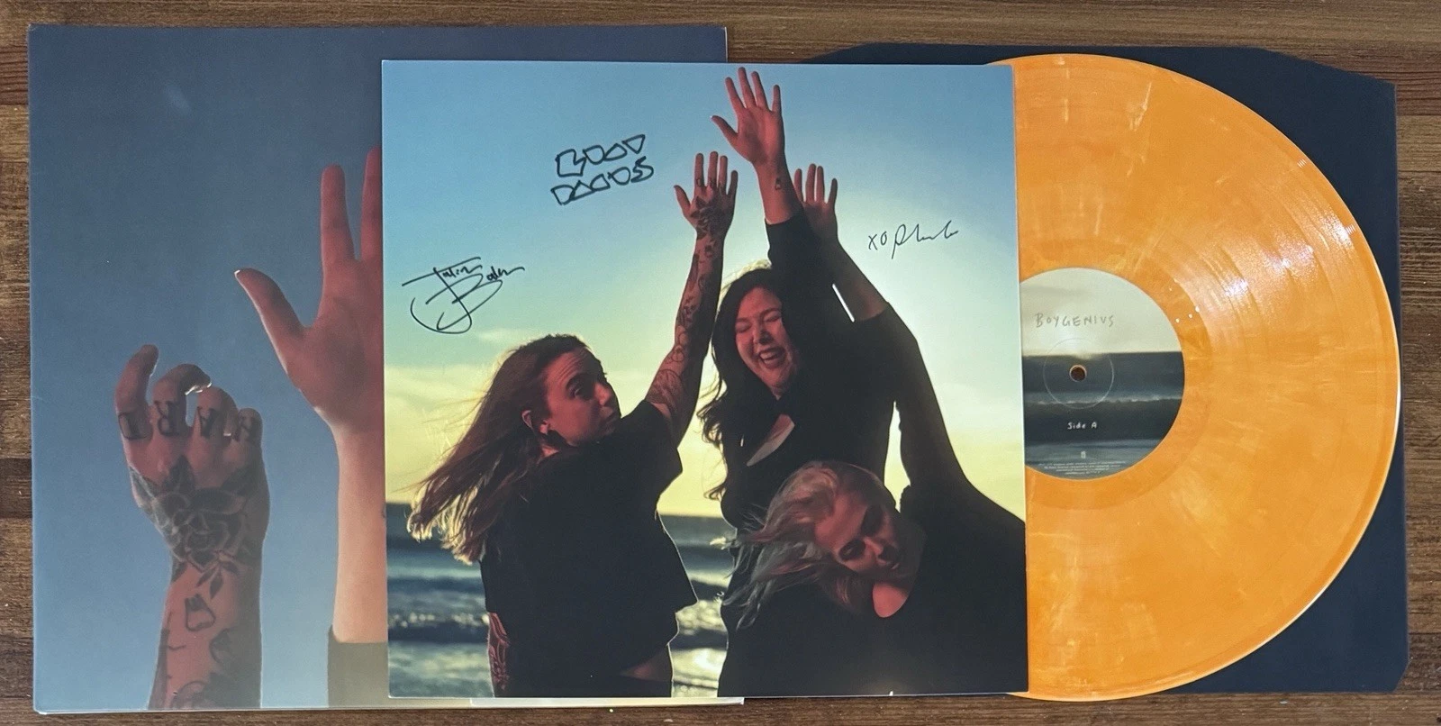 BOYGENIUS BAND SIGNED Album Art Card Autograph Beckett BAS COA & Record Vinyl LP